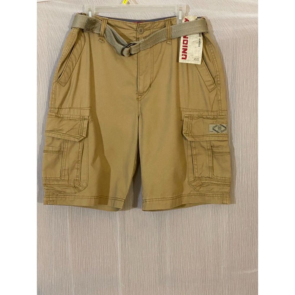 NWT Unionbay Men's Cargo Shorts Size 34 Khaki Beige Cotton Web Multiple Pockets